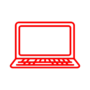 a red line art of a laptop