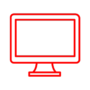 a red line art of a computer monitor
