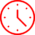 a red clock with black background