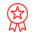 a red star and ribbon with a black background